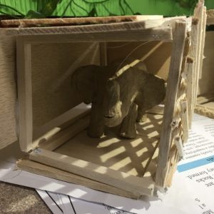Mammoth in a trap built by the children